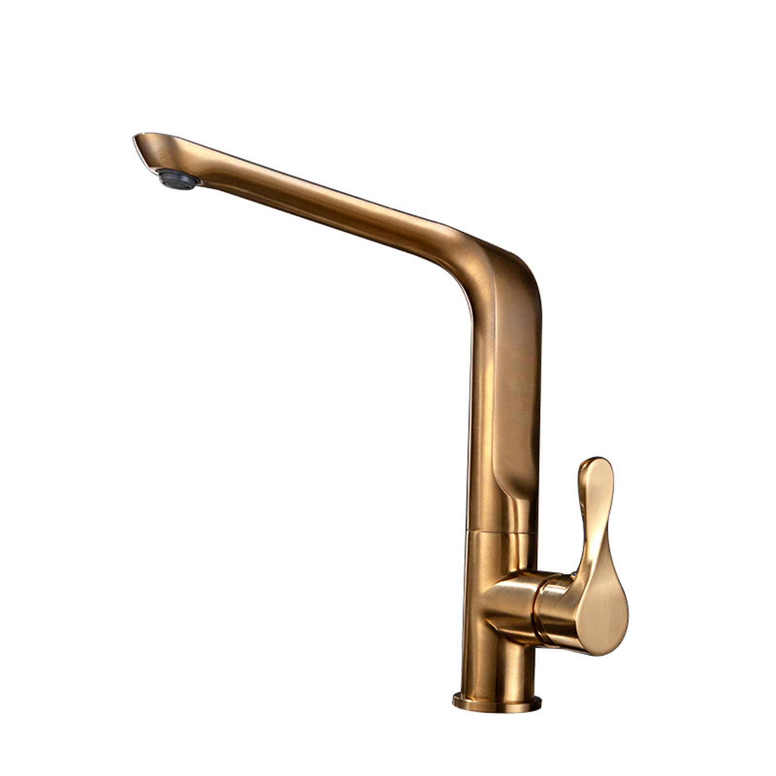 VDOQTLJT Kitchen Faucet Brass Single Handle Sink Deck Mounted Hot and Cold Water Faucets 360° Rotation Commercial Taps Gold(Gold)