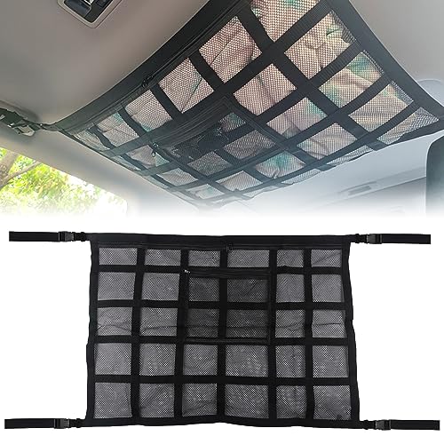 BGNXHYB Autodach Gep&auml;cknetz Decke, Auto Netztasche, Auto Aufbewahrung Cargo Netz, Decke Auto Netztasche, Auto Netz Vier Dach Armlehnen, Geeignet f&uuml;r Modelle mit Einer Breite von 195 cm