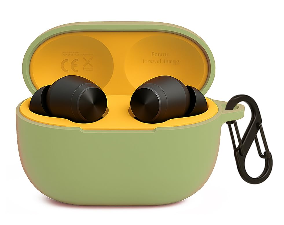 yellowinc case cover compatible with realme buds t200 lite (earbuds not included) (matcha green)