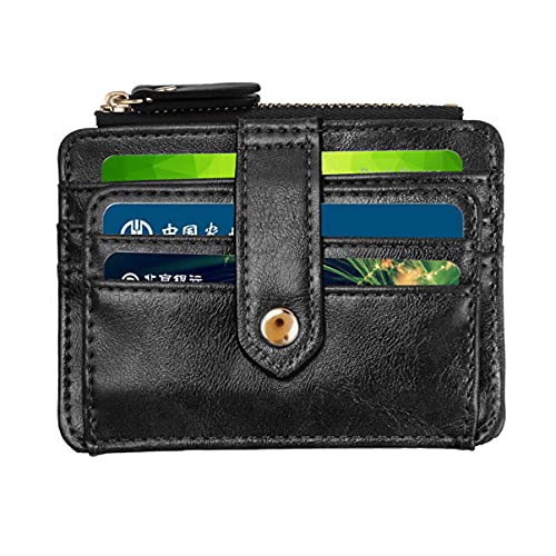 Slim Wallet for Men & Women, Front Pocket Credit Card Holder Wallet with ID Window, 8 Card Slot Compact Marble Card Organizer (Black)