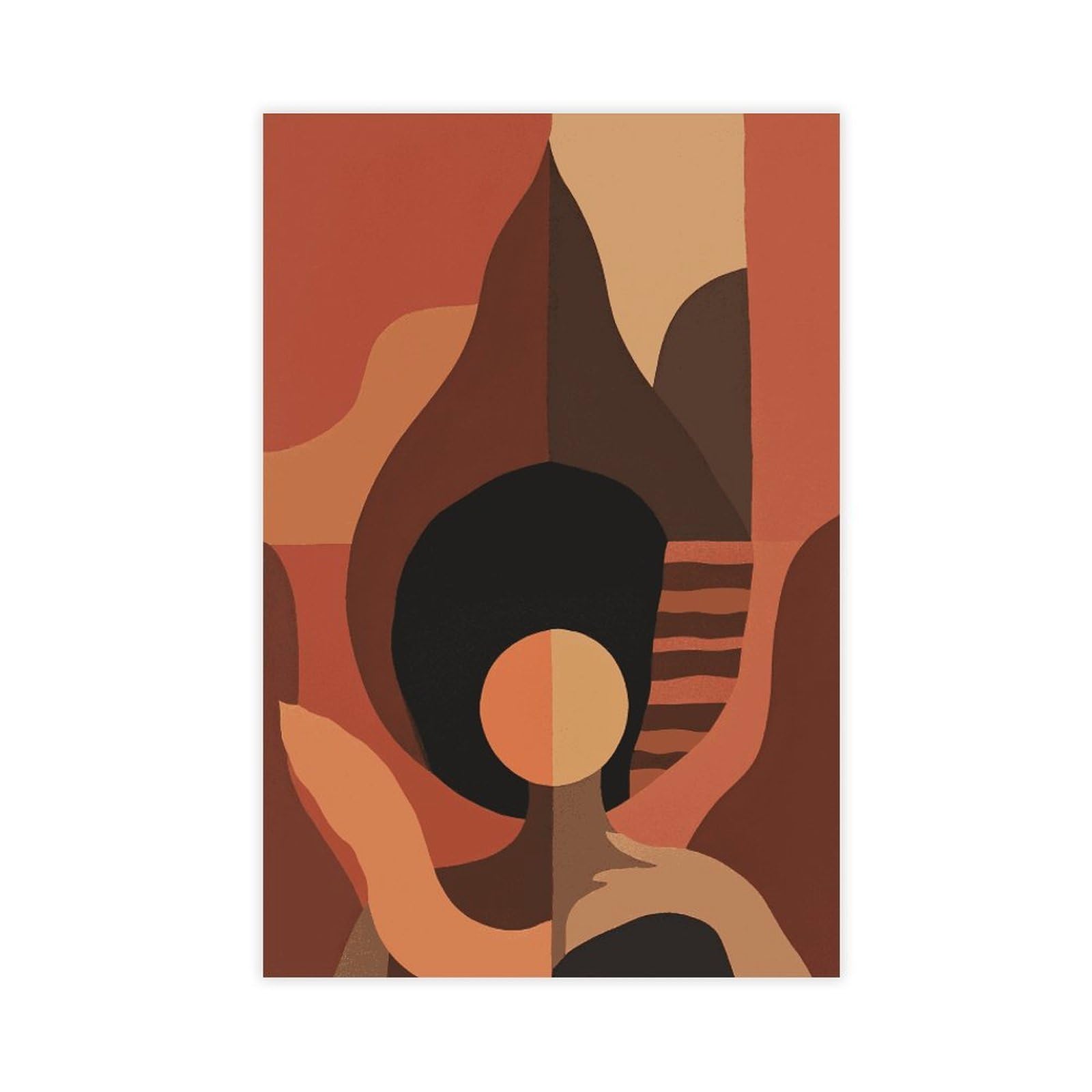Zguols Terracotta & Black Abstract And Minimalist Poster 2 Canvas Poster Bedroom Decor Sports Landscape Office Room Decor Gift Unframed Print 16" L X 24" W