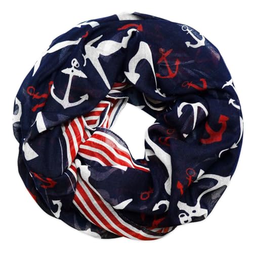 Soul-Cats Stylischer Anker Loopschal Damen Halstuch mit Ankerdesign maritimes Anker Design Matrosenlook