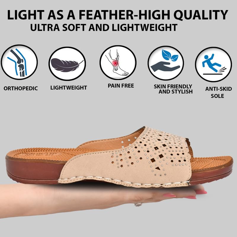 Image of HEALTH FIT Extra Super Soft Ortho Care Diabetic & Orthopedic Slippers /Doctor Chappal & Ultra-Lightweight Stylish Footwear for Women's 677