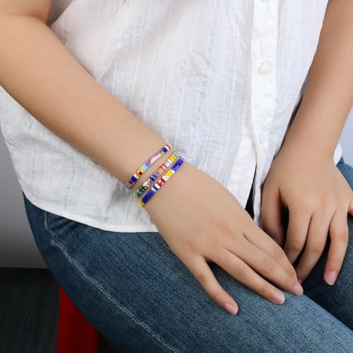 Image of KELITCH Women Stretch Bracelets Mixed Tila Seed Beaded Bracelets Lucky Jewelry for Women Lovers
