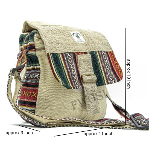 hemp bag Boho Natural Mini Crossbody Bag, 5 Pockets, Tree of Life Embroidered, Travel Bag2