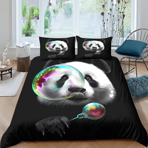 Housse de couette panda 140x200 en microfibre pour lit simple