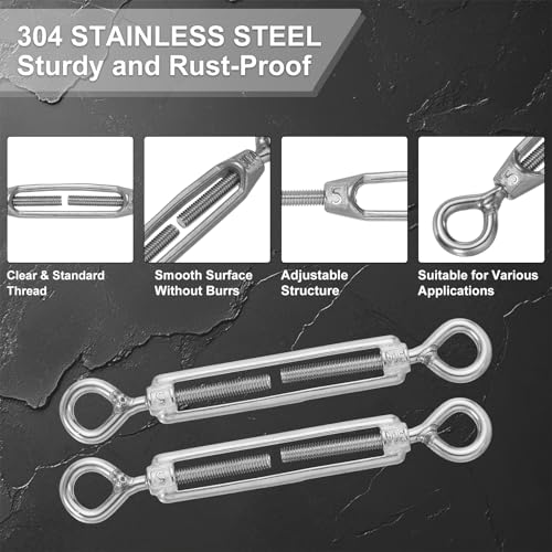 MECCANIXITY Pack de 10 Tensores Ojo y Ojo M5 de Acero Inoxidable 304 miniatura 3