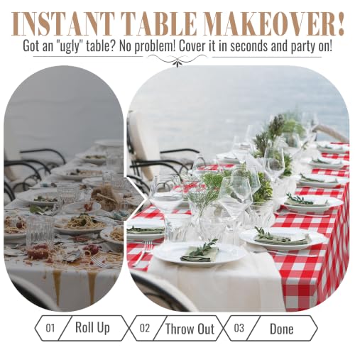 Image of Plastic Table Cloth Disposable, 54In X 300Ft Table Cover Roll