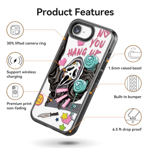 Coque iPhone 16E squelette noir rigide antichoc 6,1" - 5