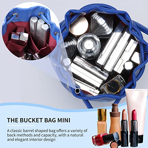 Image of JQAliMOVV Mini Leather Bucket Bags for Women Drawstring Bucket Purse Crossbody Handbags Hobo Bag