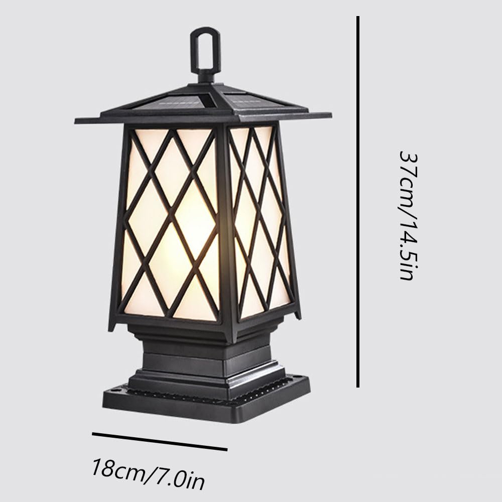 Lampada Solare Da Esterno A Colonna, Impermeabile, Per Recinzione | Lampada a sospensione impermeabile con struttura in metallo e paralume in vetro, accensione/spegnimento automatico
