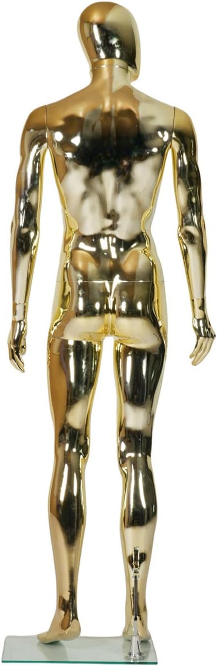 72 in Gold Male Mannequin Dress Form Display - Manikin Torso Stand Realistic Full Body Mannequin for Retail Clothing Shops, Halloween Christmas Cosplay