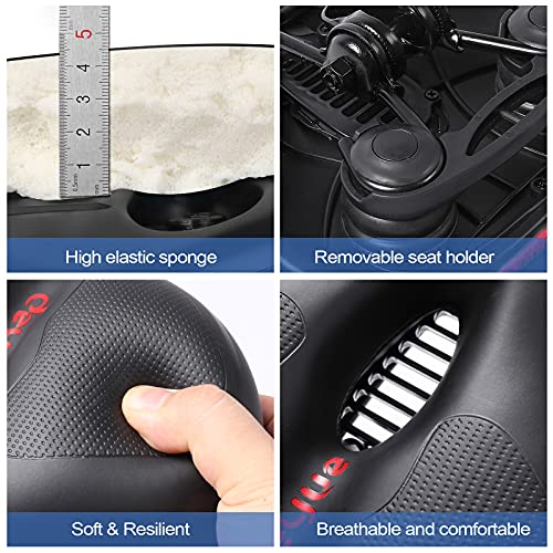 Fahrradsattel – Memory Foam Sattel mit Regencover - ergonomisches Hollow Design – mit Reflektorband für das Bein (Schwarz) - Image 6