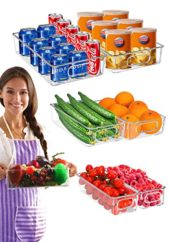 Kühlschrank Organizer 6er Set Kühlschrankbox Aufbewahrungsbox Mit Griff BPA Frei Durchsichtig Kühlschrankorganizer 6 Stück Gemischter Satz Kühlschrank Haus Organizers for Küchen Kühlschrank Schränke Cover