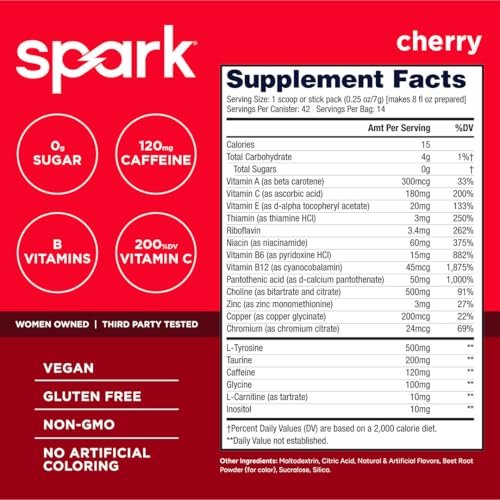 Image of AdvoCare Spark - Energy Drink Mix - Vitamin & Amino Acid Supplement - Supports Energy & Focus - Portable Immune Support - Sugar-Free - Cherry, (10.5 oz)