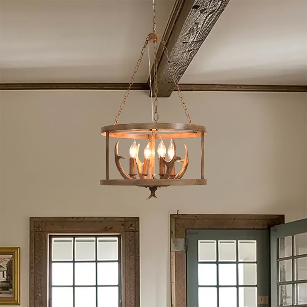 LYMSXAZOU American Retro Chandelier Personality Creative Living Room Restaurant Bedroom Clothing Store Bar Cafe Log Cabin Corridor Pendant Light (D A D49CM)