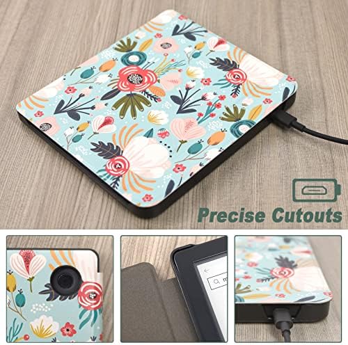 DMLuna Case for Kobo Libra 2 7" (Model:N418, 2021 Release) (Not Fit Kobo Libra Colour 2024), Slim and Lightweight Folio Premium PU Leather Protective Cover with Auto Sleep Wake Feature, Hill Flower — view 3