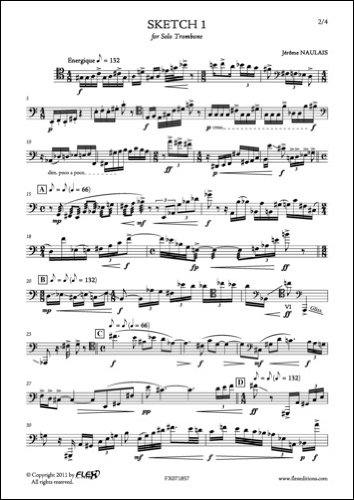 PARTITION CLASSIQUE - Sketch 1 - J. NAULAIS - Trombone Solo