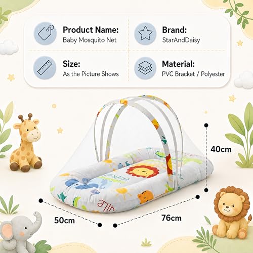 Image of StarAndDaisy 3-in-1 Baby Nest with Mosquito Net, Soft Baby Bedding Set and Sleeping Mattress, Portable Travel Bed, Comfortable Baby Lounger for Newborn Boys and Girls