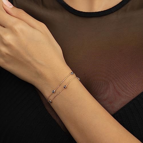 Gelin Evil Eye Double Row Station Bracelet in 14K Solid Gold2