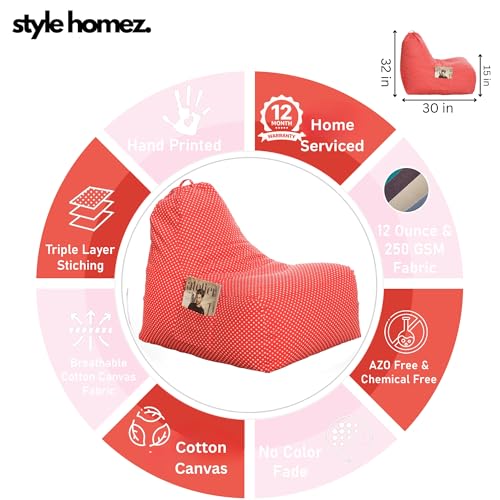 Image of Style Homez Hackey Cotton Canvas Star Printed Bean Bag XXL Size Filled with Beans Fillers