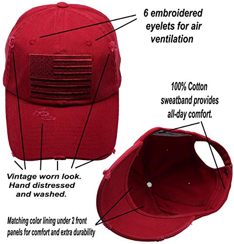 Image of Antourage American Flag Unisex Baseball Hat for Men and Women | USA Flag Mesh Snapback Flat Visor Cap + 2 Patriotic Patches