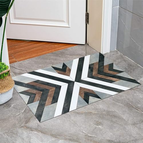 Just Breathe 3-Piece Kitchen Rug Set - Modern Absorbent Kitchen Floor Mats Carpet, Non-Slip, Machine Washable, Thin Comfort Design, Geometric Wood Pattern thumb #5