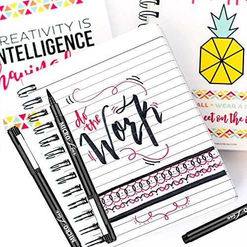 Dyvicl Hand Lettering Pens, Calligraphy Brush Pens Art Markers For Beginners Writing, Sketching, Art Drawing, Illustration, Scrapbooking, Journaling, Black Ink Pen Set, 8 Sizes #TOP3