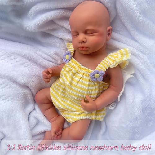 Oppaionaho 50,8 cm Ganzkörper-Puppe aus solidem Silikon, Reborn-Puppe, Mädchen, 3D-bemalt, Neugeborene, Babypuppe, die echt schlafende Babys aussehen 03 – Bild 6