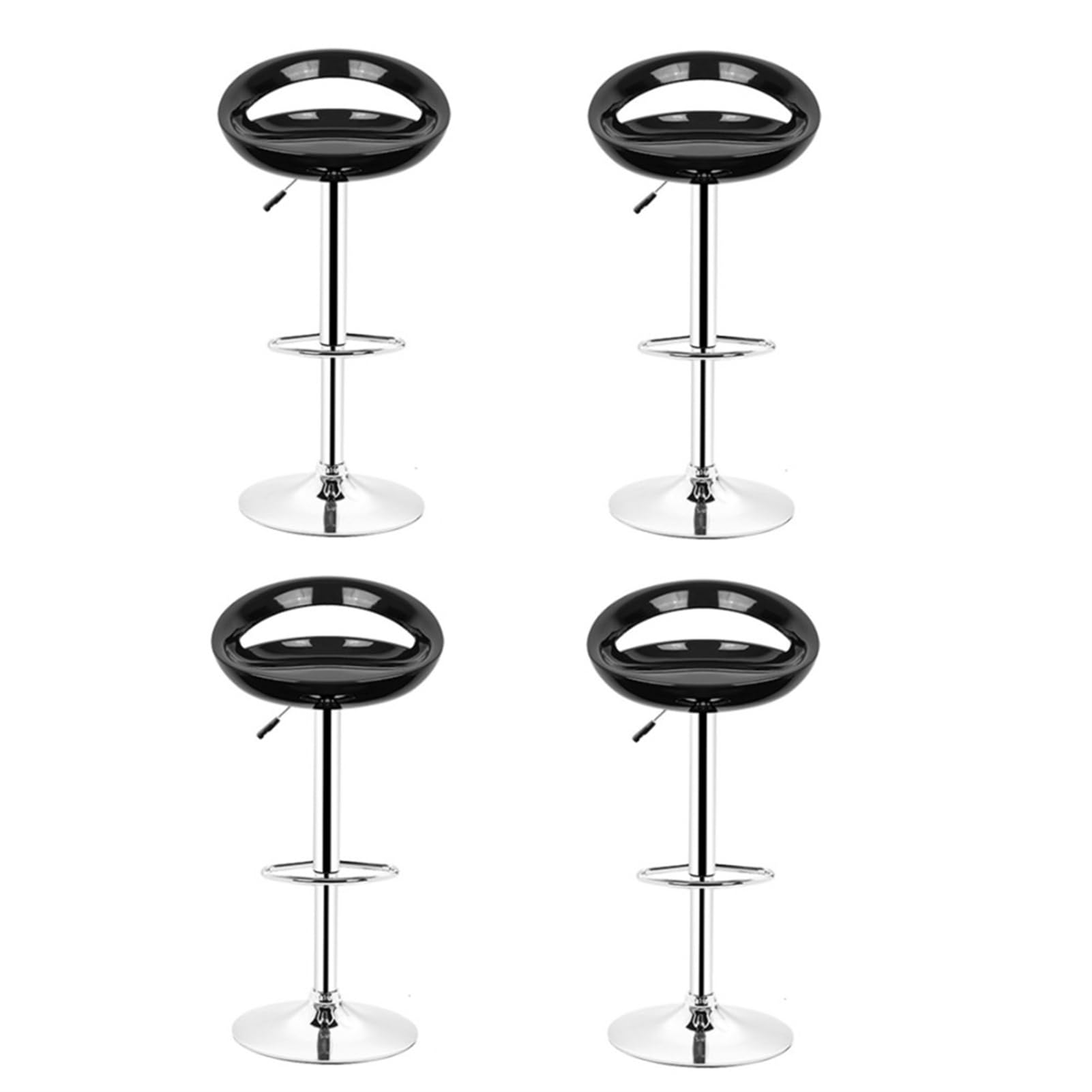 homewell Barhocker 4er Set, Sitz aus ABS-Kunststoff, Drehbare Barhocker Höhenverstellbar 55 bis 75 cm, Metall Basis aus Edelstahl mit Fußstütze (4, Black)