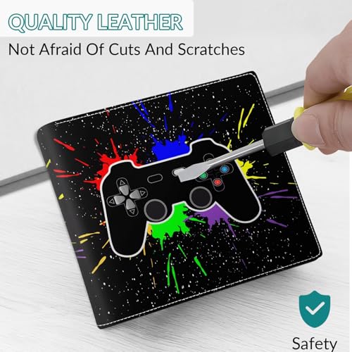 Image of Boys Wallet Gifts for Gamers Boys Gamepad Leather Wallets Credit Id Card Cash Holder Rfid Blocking Zipper Aesthetic Wallets With Coin Pocket Id Window Teen Gaming Wallets for Gamers Men Boys Teenager