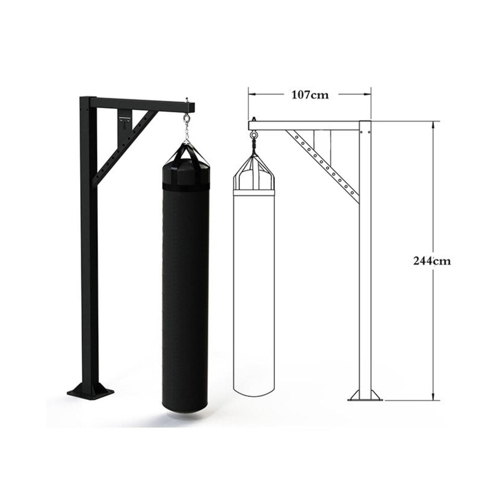 Stand da Pugilato Pavimento Struttura Robusta Porta Sacco Pugilato Acciaio Al Carbonio Attrezzatura Sportiva per Palestra, Casa