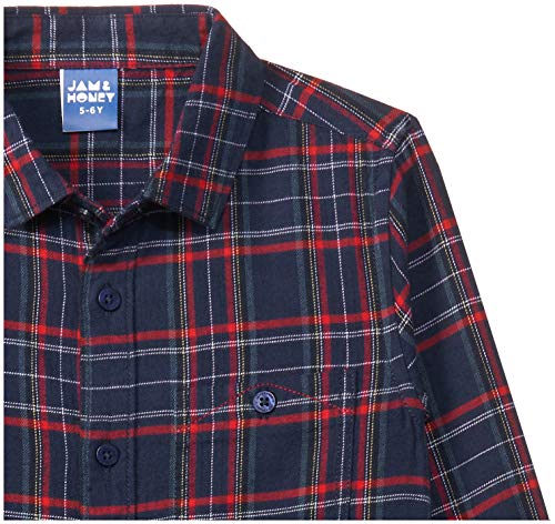 Image of Amazon Brand - Jam & Honey Boys 100% Cotton Printed Regular Fit Long Sleeve Shirt