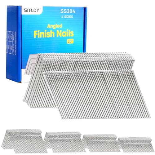 SITLDY 304 Stainless Steel 16 Gauge Angled Finish Nails 20 Degree 2000 Pcs