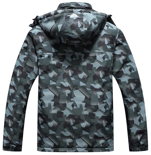 Image of Men's Mountain Winter Coat Warm Fleece Ski Snow Jacket Waterproof Raincoat with Hood