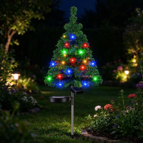 26.7'' Solar Christmas Tree Lights with Stake, Garden Decor for Outside - image 3