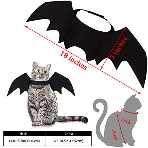 Brocarp Cat Bat Wings, Halloween Costumes Cat Clothes, Pet Apparel for Small Cats, Cute Kitten Costume Dress up Accessories for Festival Party Cosplay Decoration (Black)