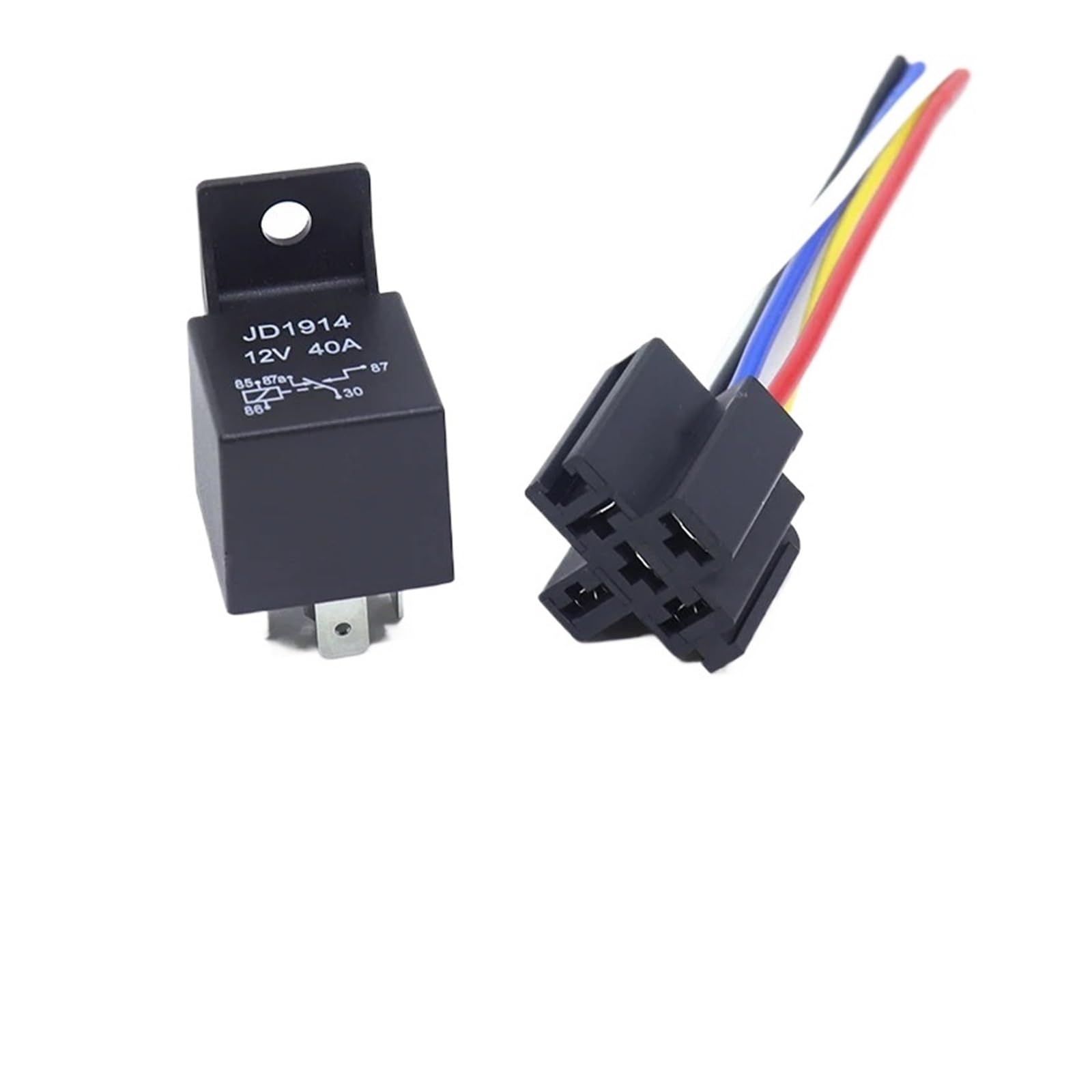 relé de Potencia Relé automotriz de 5 Piezas, 12 V, 24 V, 40 A, 4 Pines y 5 Pines con Terminal de Cobre Rojo y Negro.(12V 5PIN)