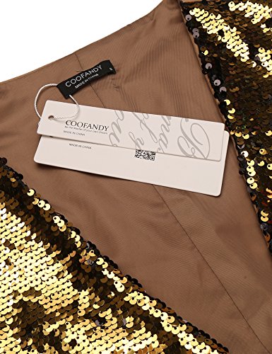 Coofandy Men's Fashion Shiny Sequins Vests Halloween Christmas Slim Fit Stitching Vest(Gold Yellow, L) #TOP3