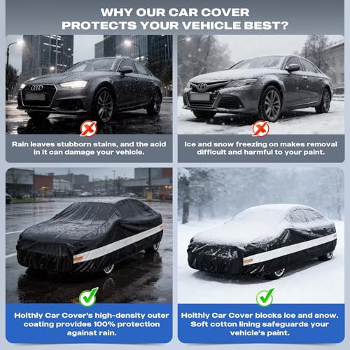 Image of 10 Layers Car Cover Custom Fit for Chevrolet Corvette (1980-2019) C3,C4,C5,C6,C7, Waterproof All Weather for Automobiles, Outdoor Full Cover Sun Dust Rain Protection with Cotton. Black