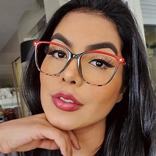 Miniatura 3 de Anteojos de luz azul con remache redondo retro para hombre y mujer, diseño de leopardo rojo