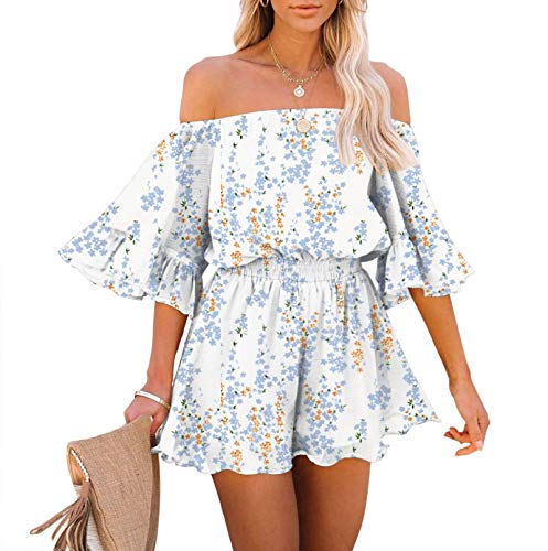 Fixmatti Women Boho Summer Romper Casual Floral Print Off Shoulder Strapless Shorts Jumpsuits - Image 4