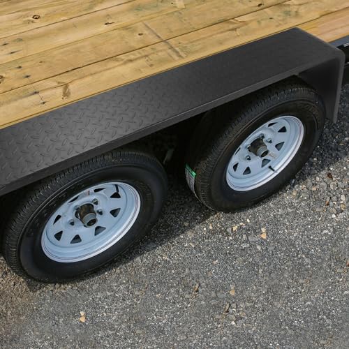 EastVita 2- Pack Trailer Fenders, Heavy Duty Steel Diamond Plate Trailer Fenders, Tread Plate Tandem Axle Trailer Fit 13\"-15\" Tires, Car Haulers | Landscape Trailers | Utility Trailers
