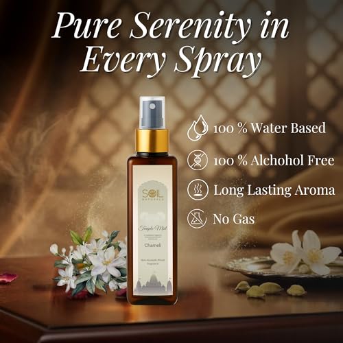 Image of Temple Mist Chameli Air Freshener Spray 100ml | Pure Natural Long Lasting Jasmine Room Freshener For Home, Car, Office, Living Room, Pooja Room Mandir Meditation Fragrance Mist