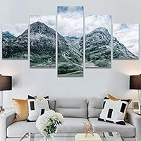 SIGNWIN 5 Panel Canvas Wall Art Modern Art Expressive Farmhouse/Country Landscape Mountain Top Multicolor Photography for Home Decorations Ready to Hang - 60