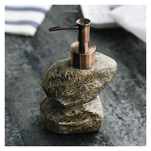 HMEI Dispenser Pump Creative Stone Soap Dispenser Manual Lotion Dispenser Retro Countertop Lotion Pump Ceramic Liquid Containers 310ml/10.4oz Lotion Dispenser (Color : Soap Dispenser C)