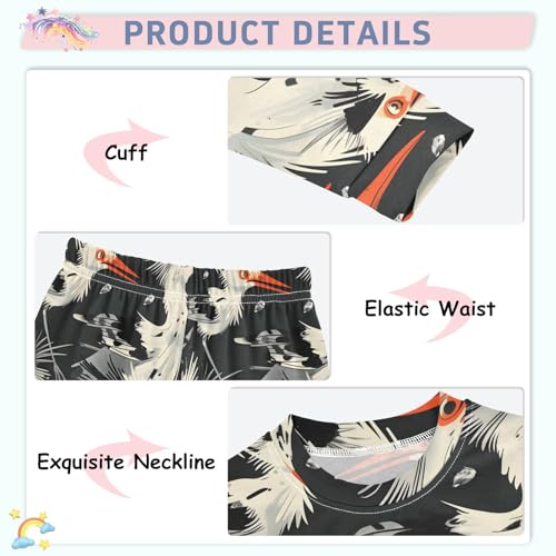 Pajama Sets Long Sleeve Birds with Orange Beaks Flying Soft Comfy Sleepwear 2 Piece PJS 3-8T4