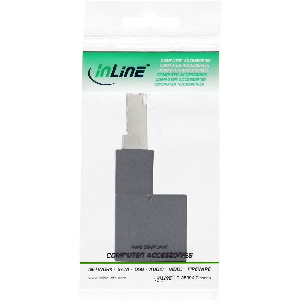 InLine® - Adattatore RJ45 cat. 6A, connettore RJ45 maschio/femmina, 90° verso l'alto