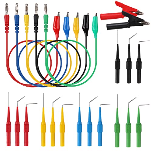 BRIMIX 22 pcs juego de cables y componentes aisladas para multímetros, para medir y comprobar voltajes y probar corrientes, pinzas cocodrilo de colores