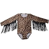 QLIyang Newborn Toddler Baby Girl Bodysuit Romper Leopard Print Long Sleeve Jumpsuit Outfit Casual Infant Clothes with Tassels 12-18M